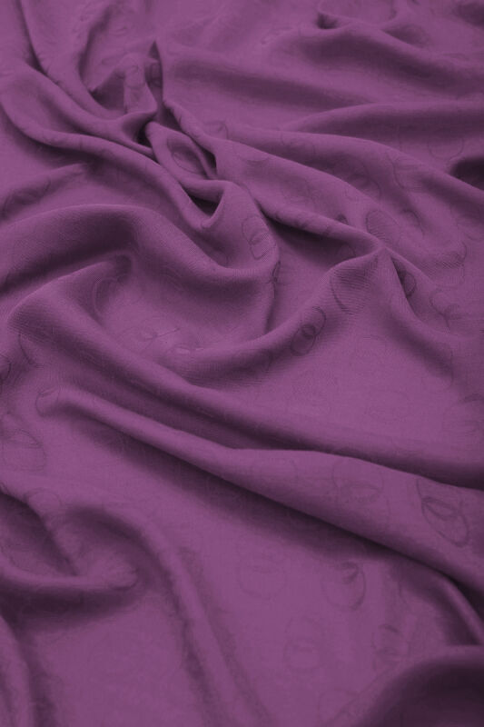 Chain Pattern Cotton Silk Shawl Deep Purple - 2
