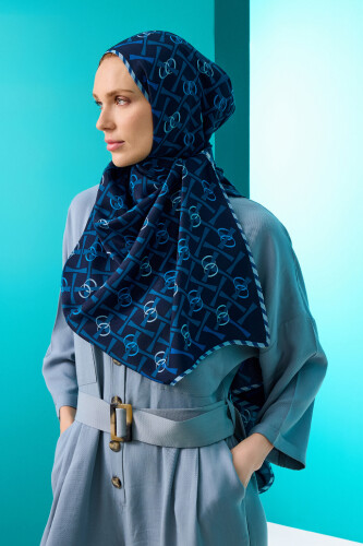 Cansu Flush Viscose Shawl Navy 