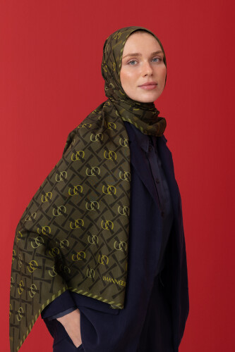 Cansu Flush Viscose Shawl Olive 