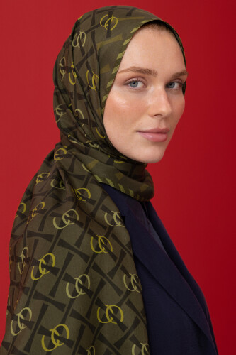 Cansu Flush Viscose Shawl Olive - 5