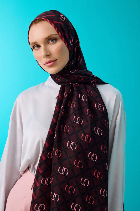 Cansu Flush Viscose Shawl Plum - 5