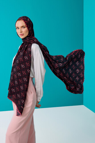 Cansu Flush Viscose Shawl Plum - 1