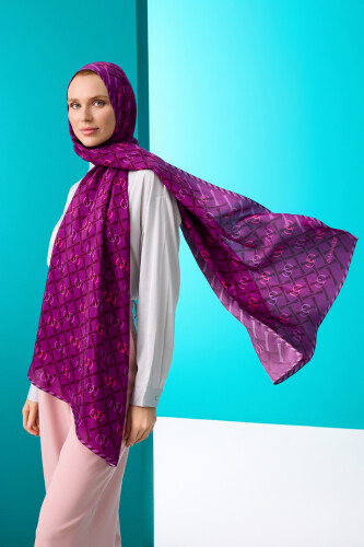 Cansu Flush Viscose Shawl Purple - 1