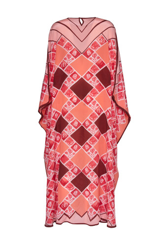 Carnation Box Burgundy Silk Kaftan - 2