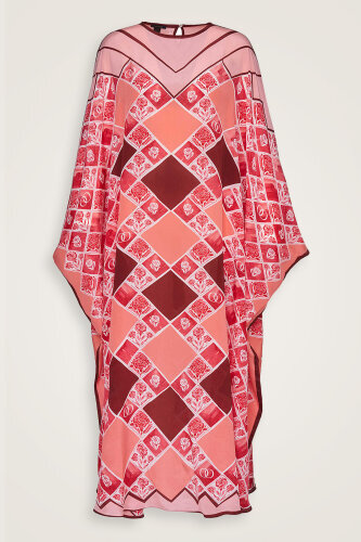 Carnation Box Burgundy Silk Kaftan 
