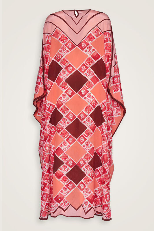 Carnation Box Burgundy Silk Kaftan - 2