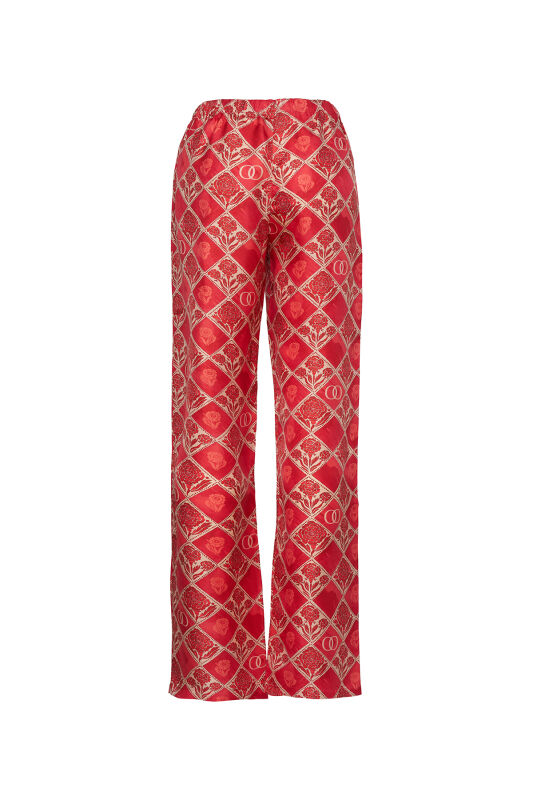 Carnation Box Coral Silk Pants - 2