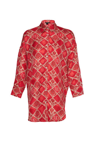 Carnation Box Coral Silk Shirt - 1