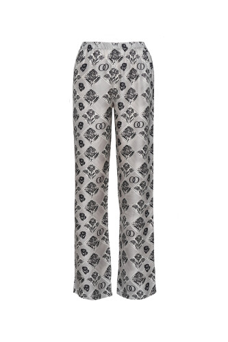 Carnation Box Gray Silk Pants - 1