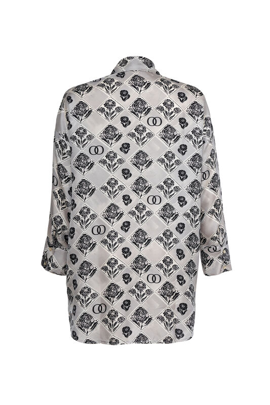 Carnation Box Gray Silk Shirt - 2