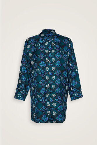 Carnation Box Navy Blue Silk Shirt - Imannoor (2)