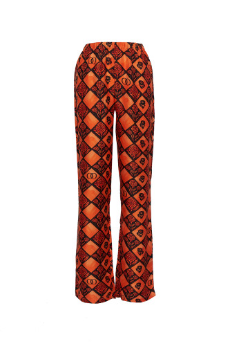 Carnation Box Orange Silk Pants 