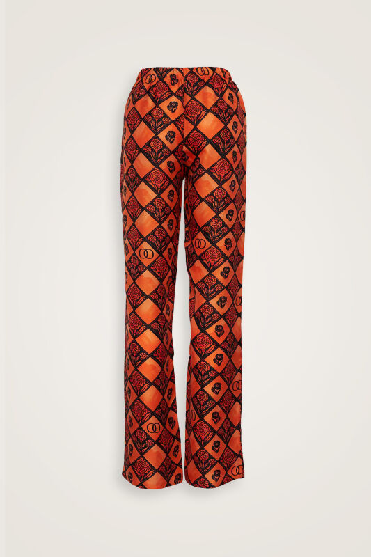 Carnation Box Orange Silk Pants - 2