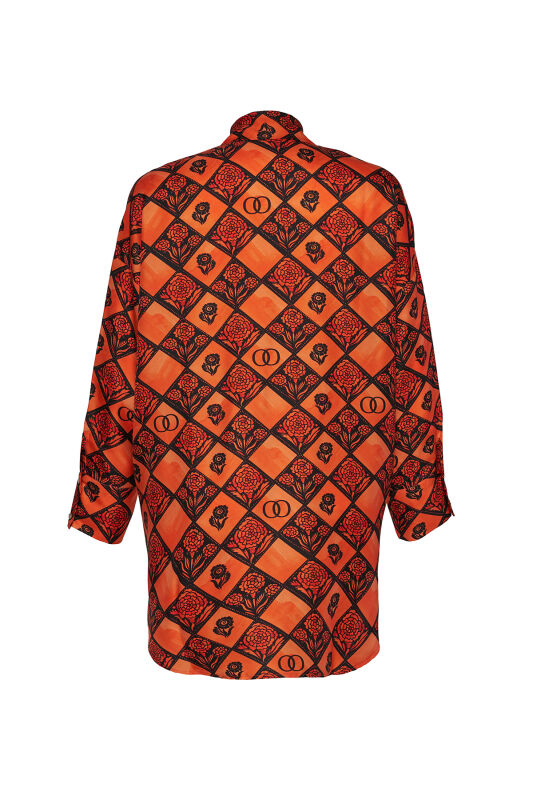 Carnation Box Orange Silk Shirt - 2