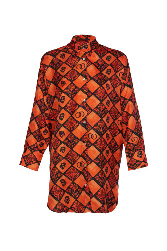 Carnation Box Orange Silk Shirt - 1