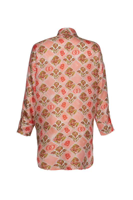 Carnation Box Salmon Silk Shirt - 3