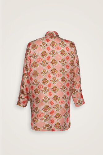 Carnation Box Salmon Silk Shirt - 3