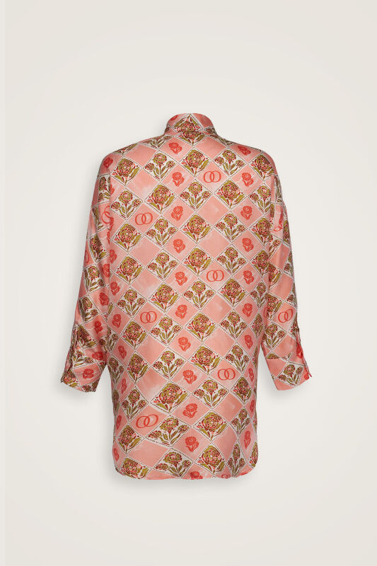 Carnation Box Salmon Silk Shirt - 3