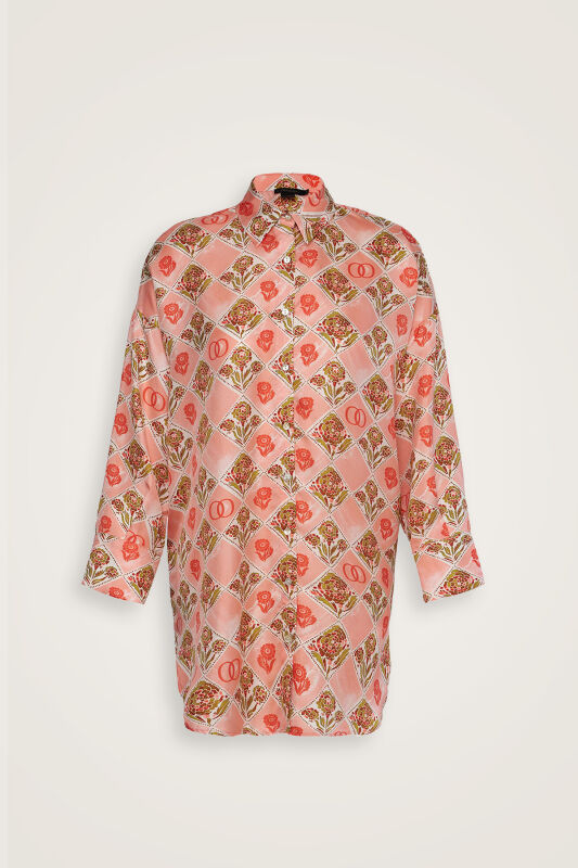 Carnation Box Salmon Silk Shirt - 2