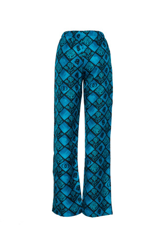 Carnation Box Turquoise Silk Pants - 2