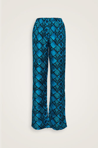 Carnation Box Turquoise Silk Pants 