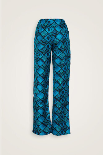 Carnation Box Turquoise Silk Pants - Imannoor (1)