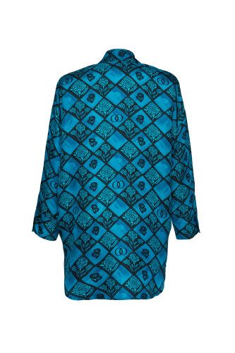 Carnation Box Turquoise Silk Shirt - 2