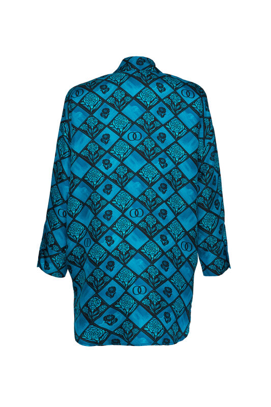 Carnation Box Turquoise Silk Shirt - 2