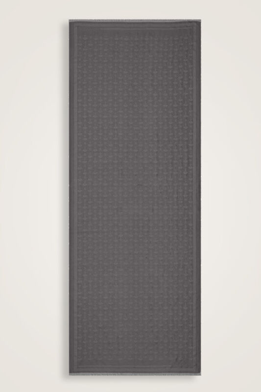 Carnation Monogram Silk Shawl Dark Grey - 2