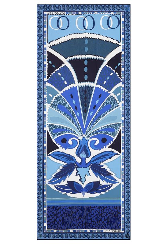 Carnation of Circus Silk Shawl Blue - 1