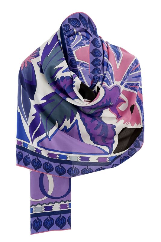 Carnation of Circus Silk Shawl Purple - 5
