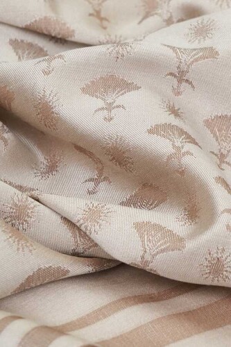 Carnation Monogram Silk Shawl Beige - 3