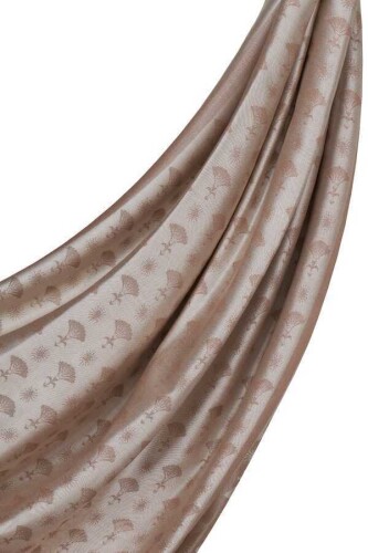 Carnation Monogram Silk Shawl Beige - 5