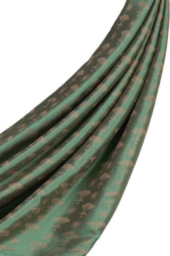 Carnation Monogram Silk Shawl Green - 5