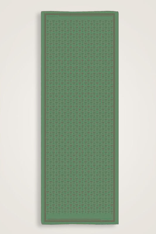 Carnation Monogram Silk Shawl Green - 2