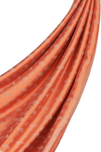 Carnation Monogram Silk Shawl Orange - 4