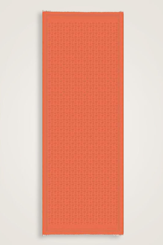 Carnation Monogram Silk Shawl Orange - 1