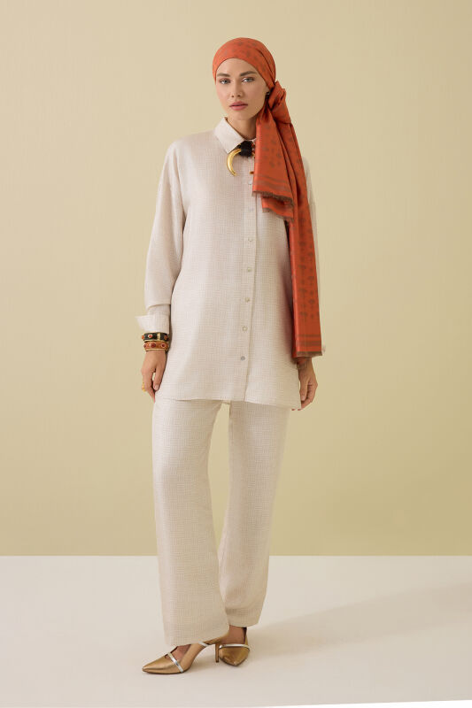 Carnation Monogram Silk Shawl Orange - 6