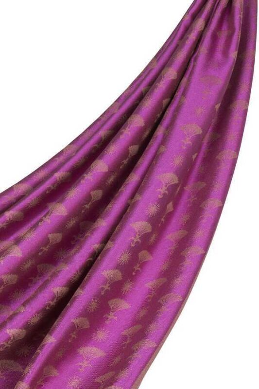 Carnation Monogram Silk Shawl Purple - 5