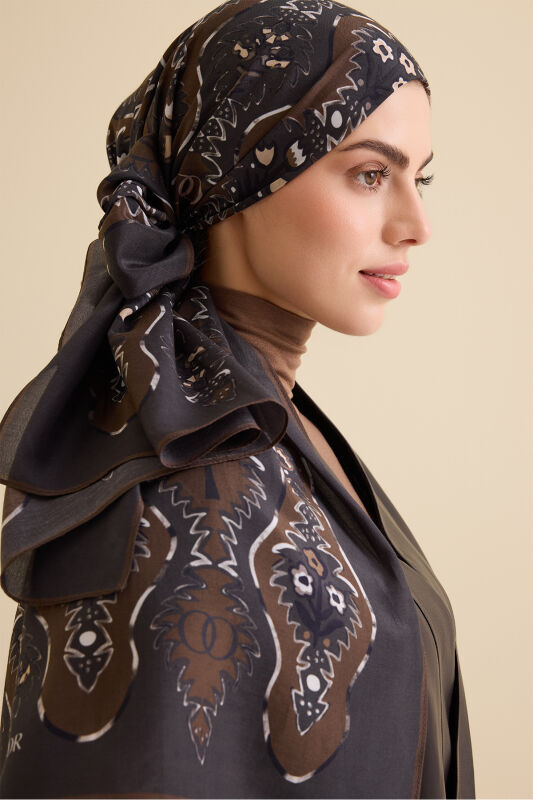 Cascade Brown Cotton Floss Shawl - 1