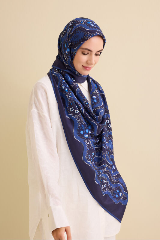 Cascade Navy Blue Cotton Floss Shawl - 3