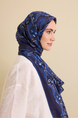 Cascade Navy Blue Cotton Floss Shawl - 6