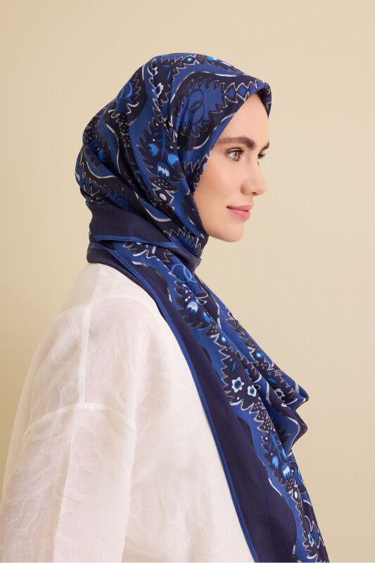 Cascade Navy Blue Cotton Floss Shawl - 6