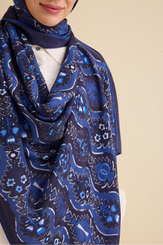 Cascade Navy Blue Cotton Floss Shawl - 5