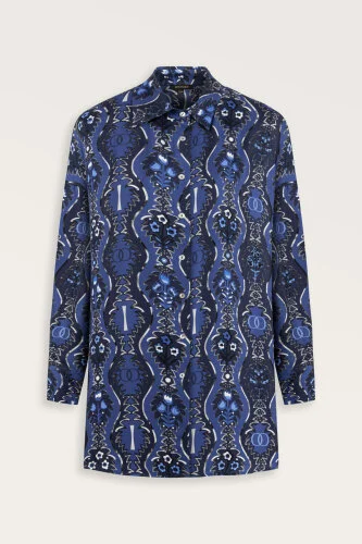 Cascade Navy Blue Silk Shirt - Imannoor (1)