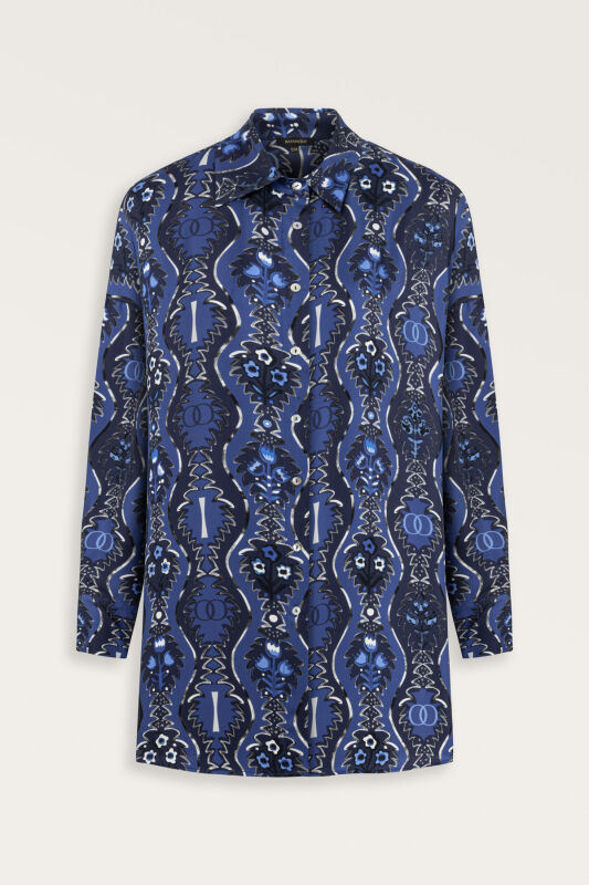 Cascade Navy Blue Silk Shirt - 2