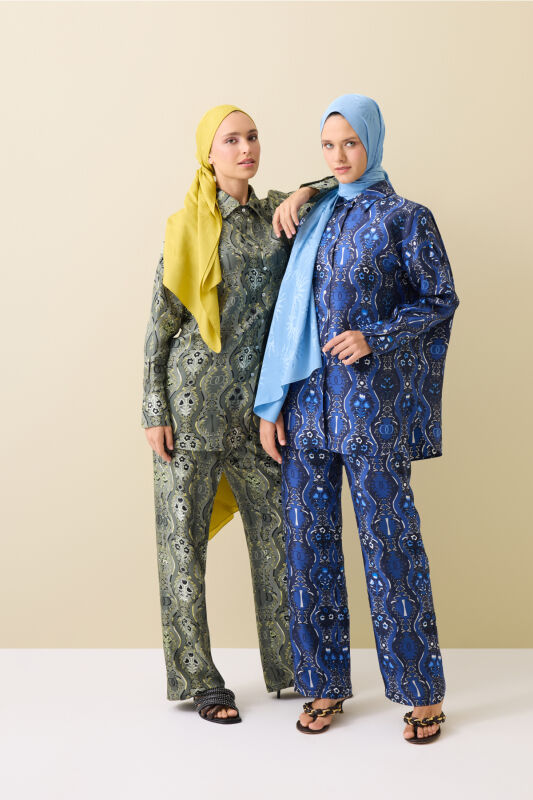 Cascade Navy Blue Silk Trousers - 5