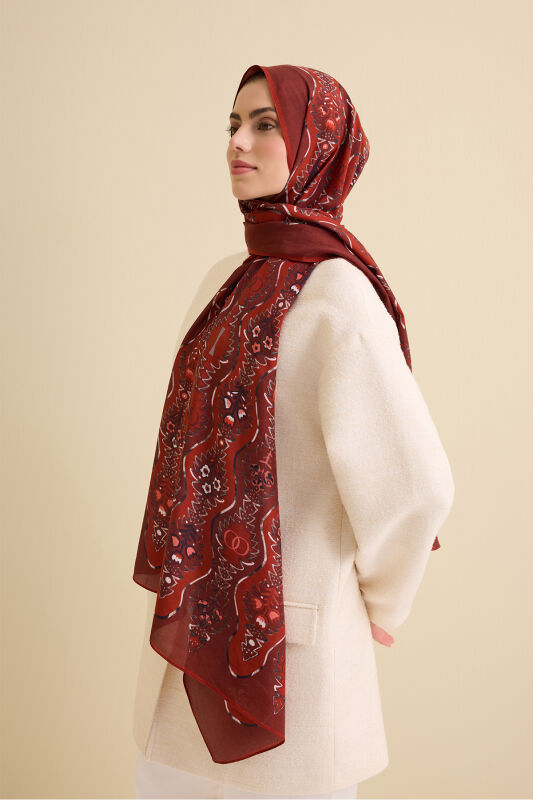 Cascade Red Cotton Floss Shawl - 3