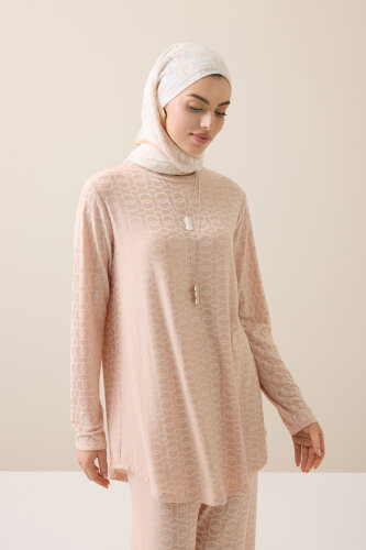 Chain Cream Jacquard Single Jersey Blouse - 1