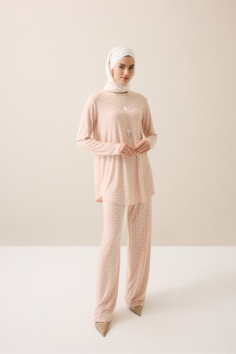 Chain Cream Jacquard Single Jersey Trousers - 1